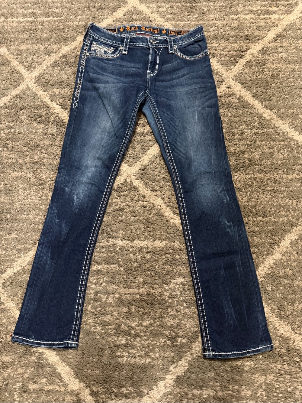 Rock Revival Women's Boot Cut Dark Blue Denim Jeans